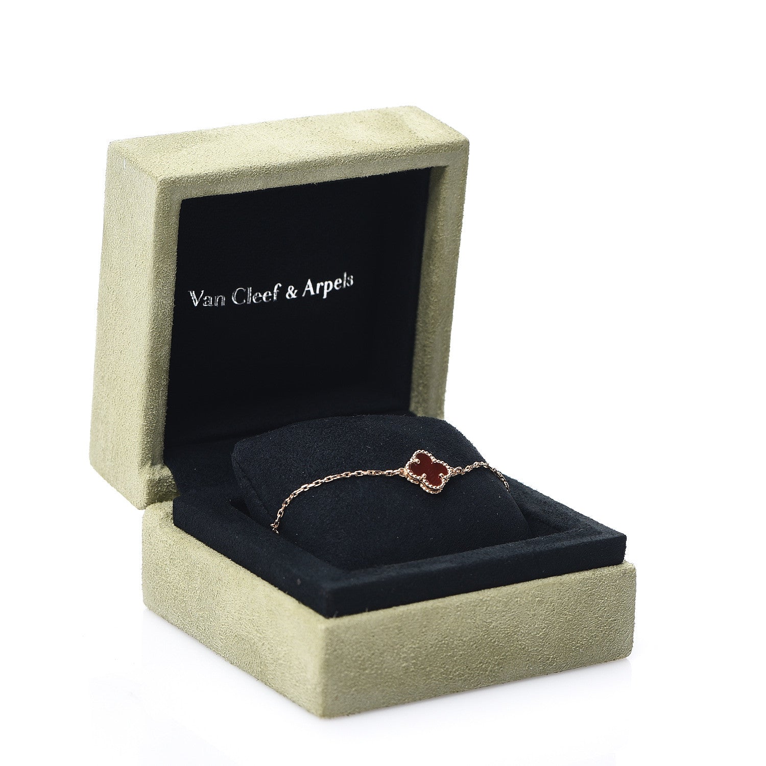 Van Cleef & Arpels 18K Rose Gold Carnelian Sweet Alhambra Bracelet 4 of 4