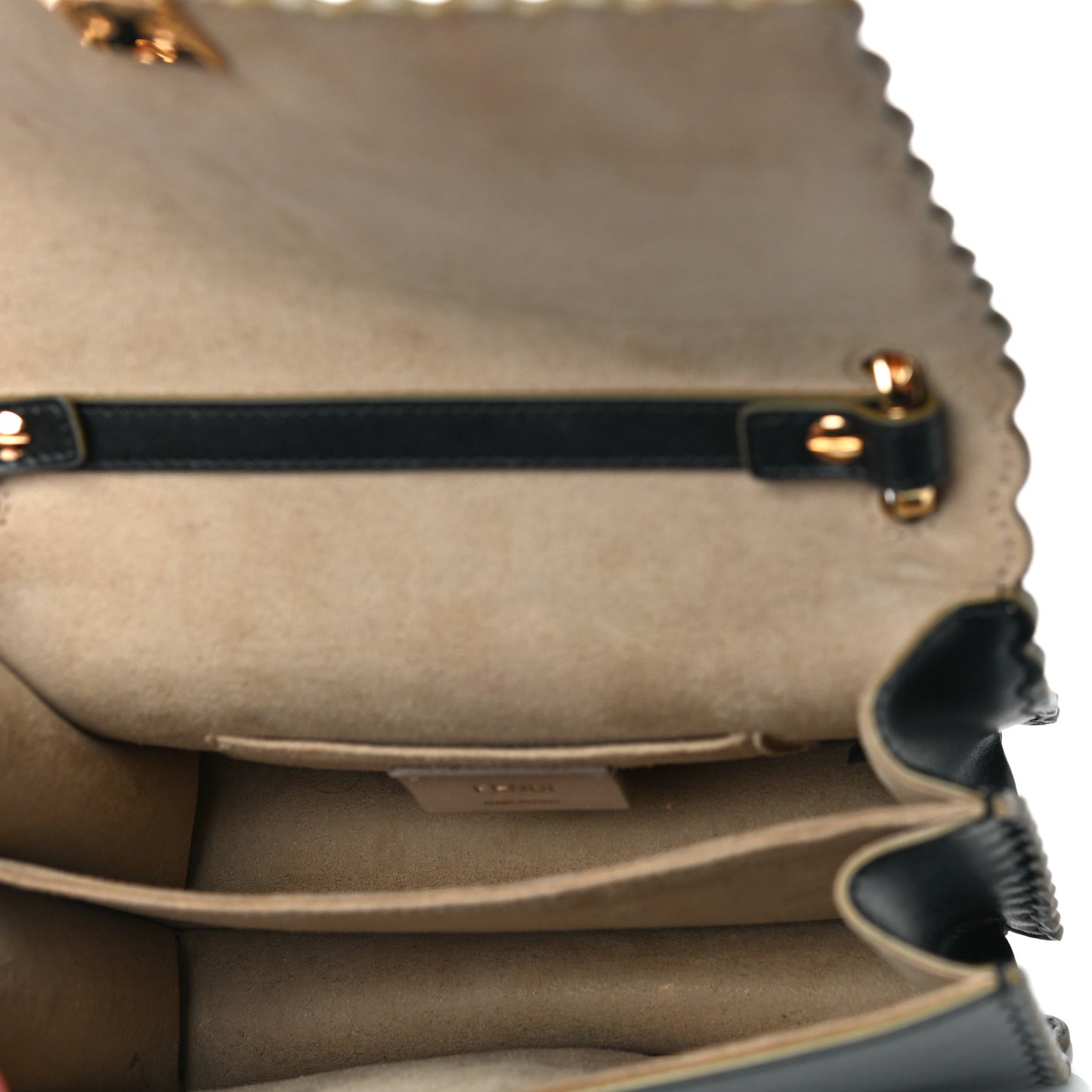 Vitello Liberty Scalloped Studded Small Kan I Shoulder Bag Black