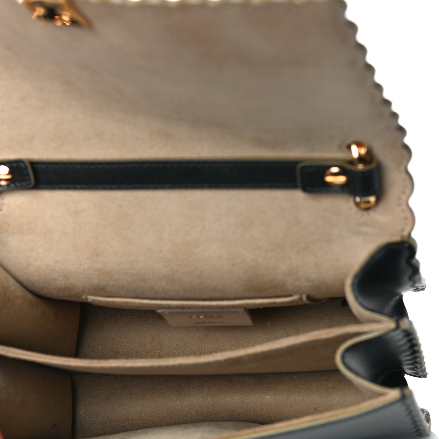 Fendi Vitello Liberty Scalloped Studded Small Kan I Shoulder Bag Black 4 of 12