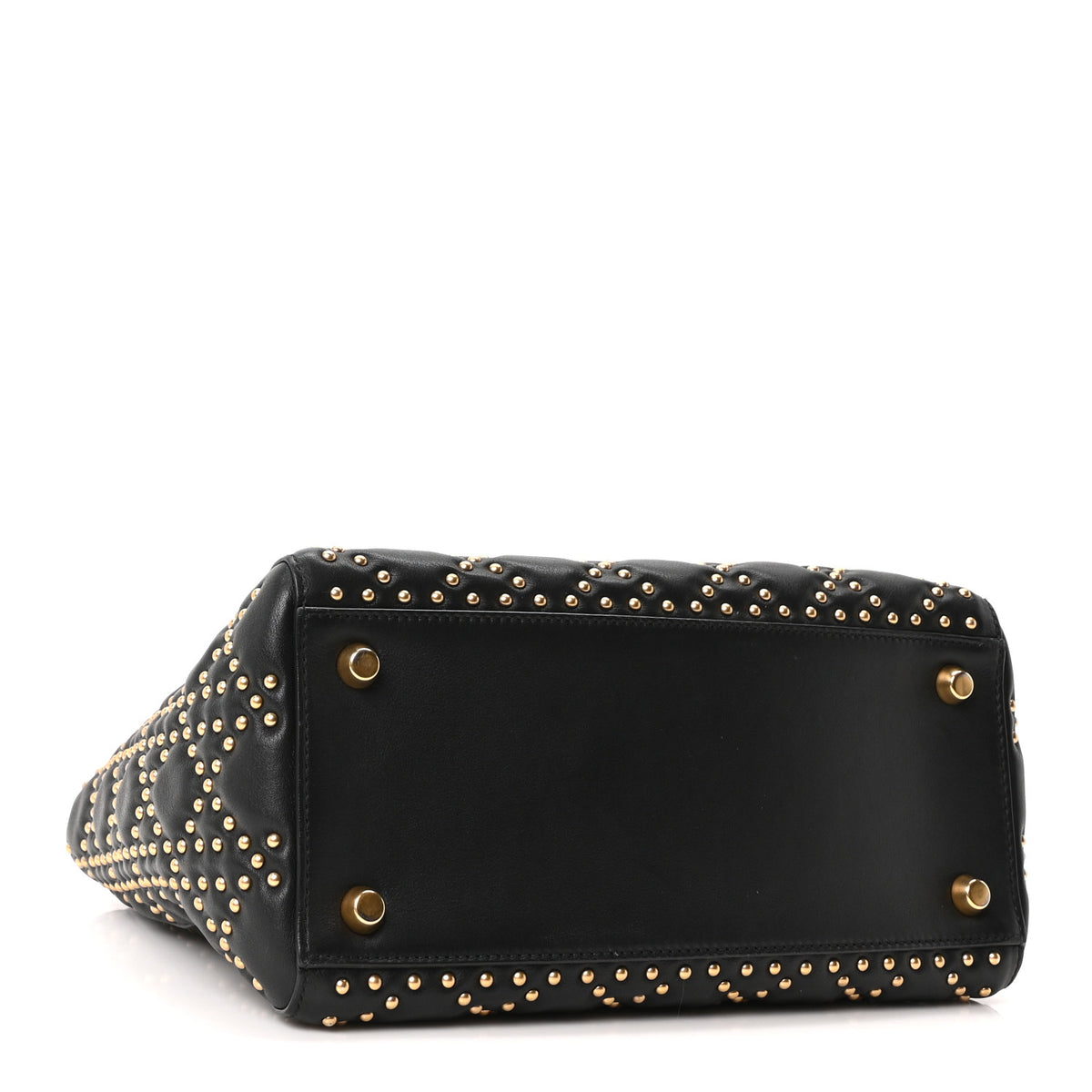 Christian Dior Calfskin Cannage Studded Medium Supple Lady Dior Black 4 of 10