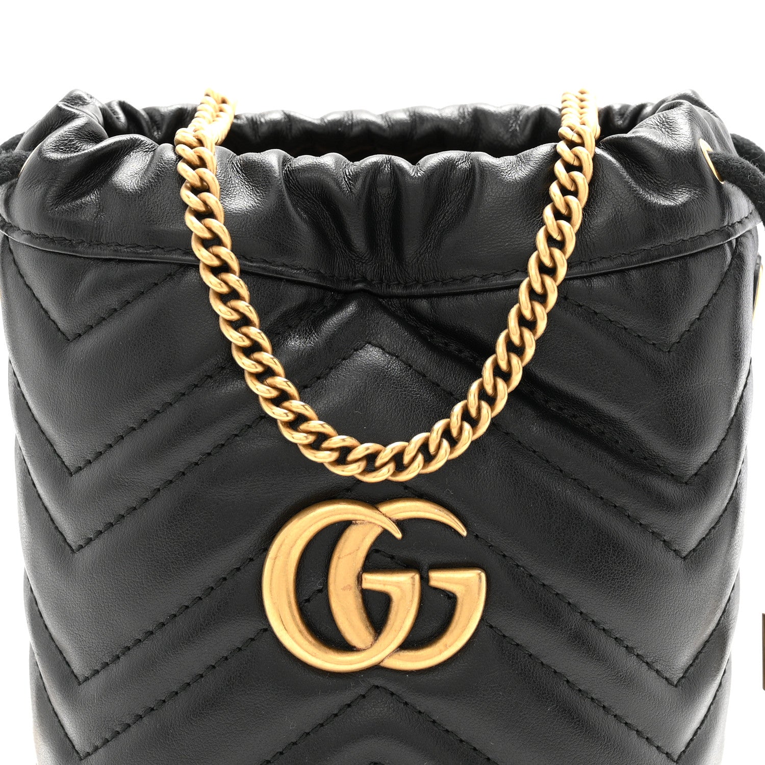 Gucci Calfskin Matelasse Mini GG Marmont 2.0 Bucket Bag Black 8 of 11