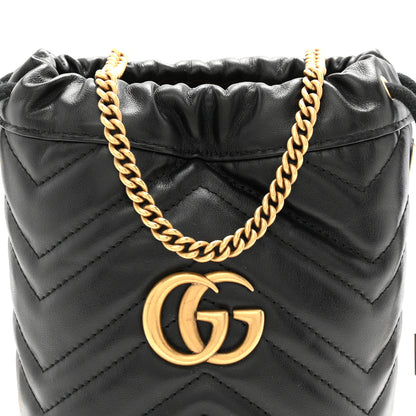 Gucci Calfskin Matelasse Mini GG Marmont 2.0 Bucket Bag Black 8 of 11
