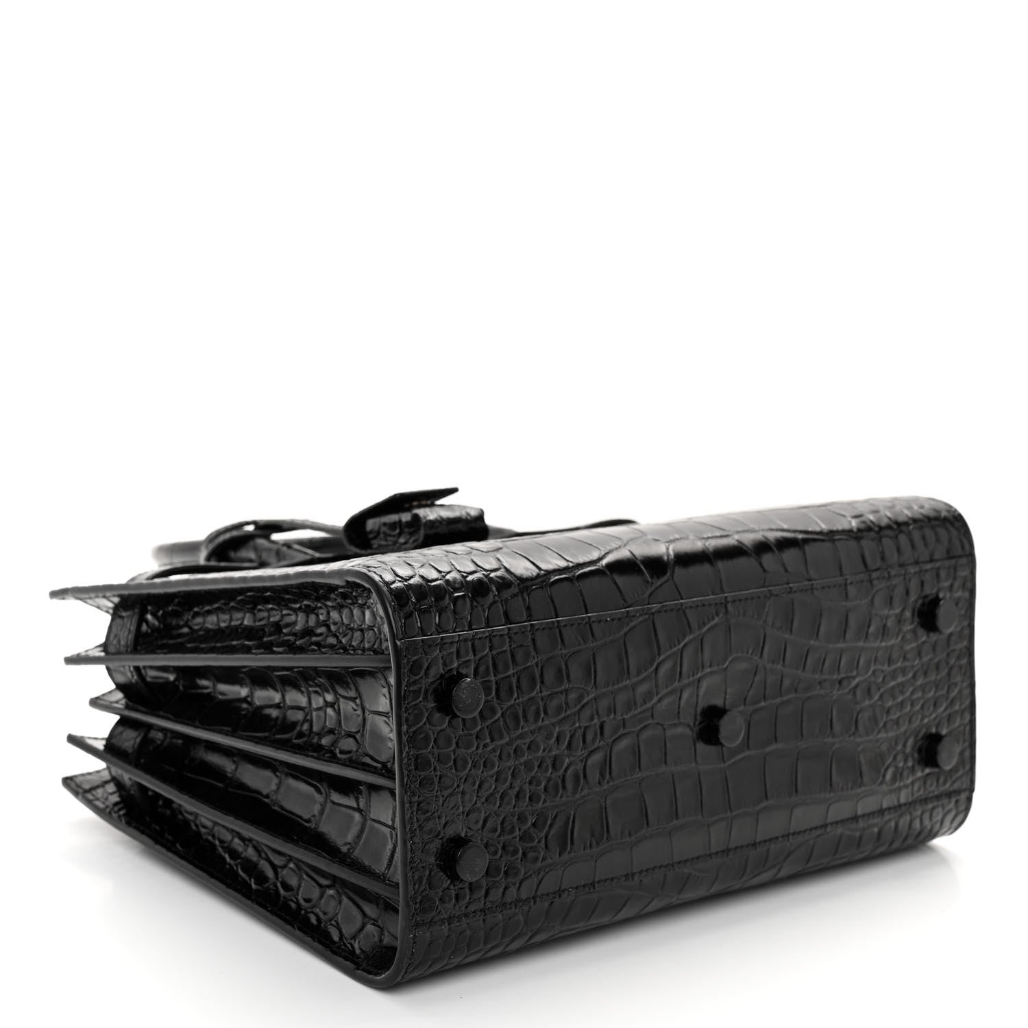 Saint Laurent Calfskin Crocodile Embossed Baby Sac De Jour Black 5 of 10