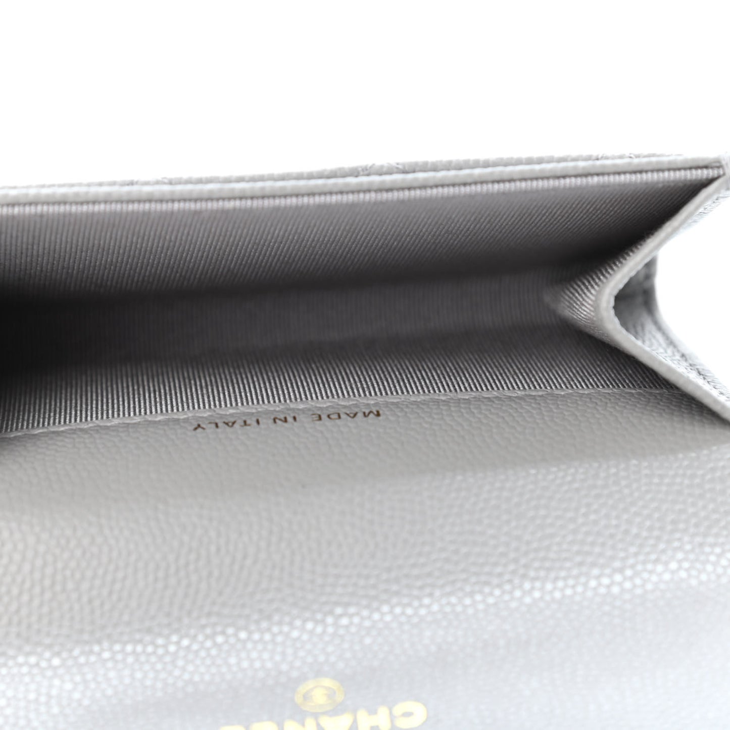 Caviar Quilted Flap Card Holder Wallet Grey