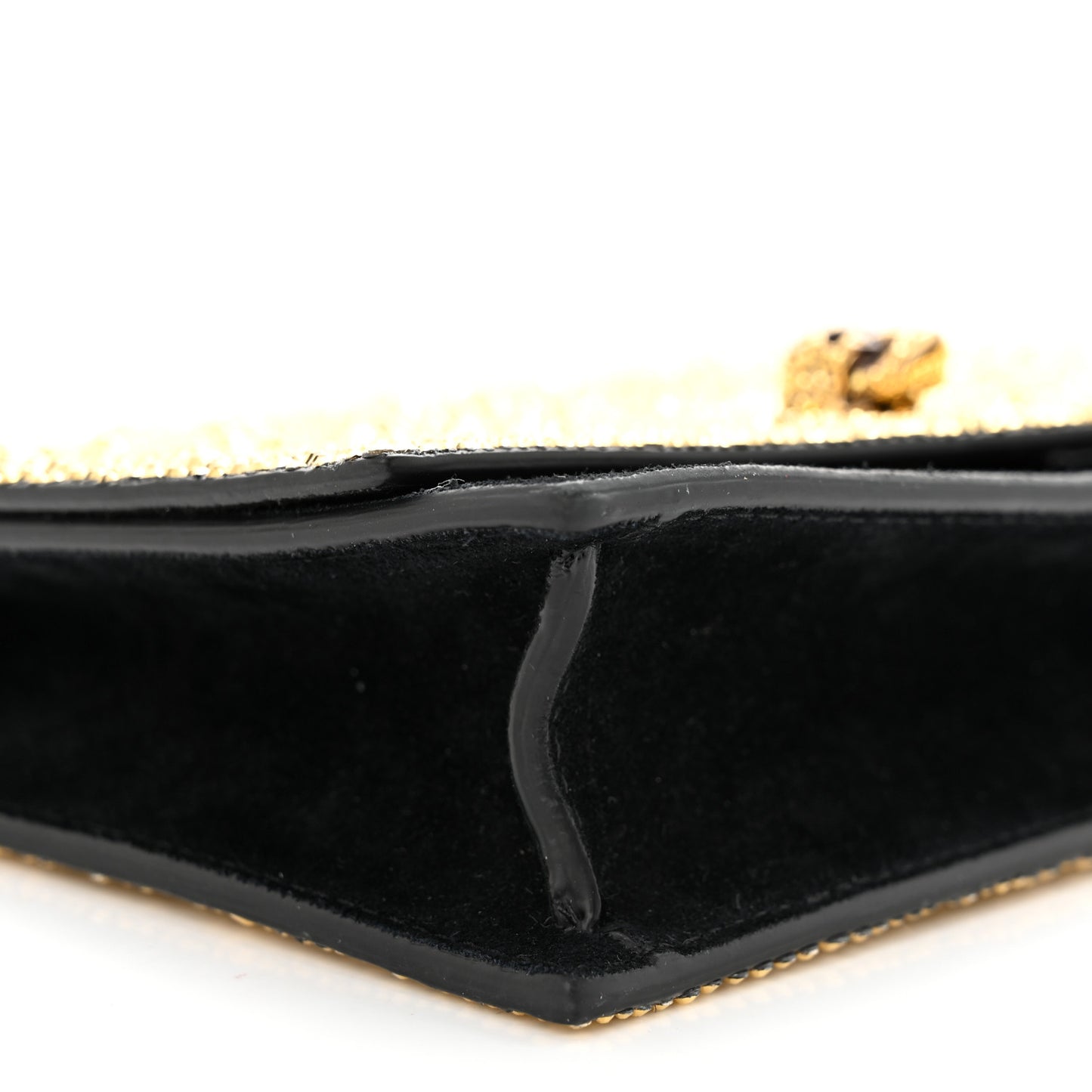 Suede Studded Mini Skull Chain Crossbody Bag Black