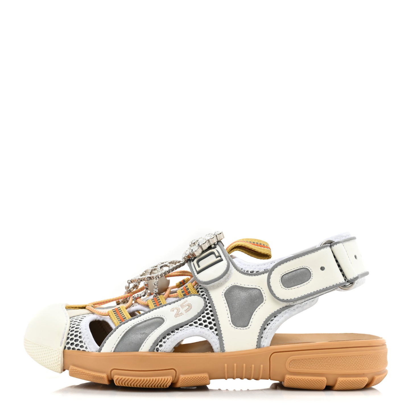 Mesh Fabric Tinsel Sport Sandals 39 White Silver