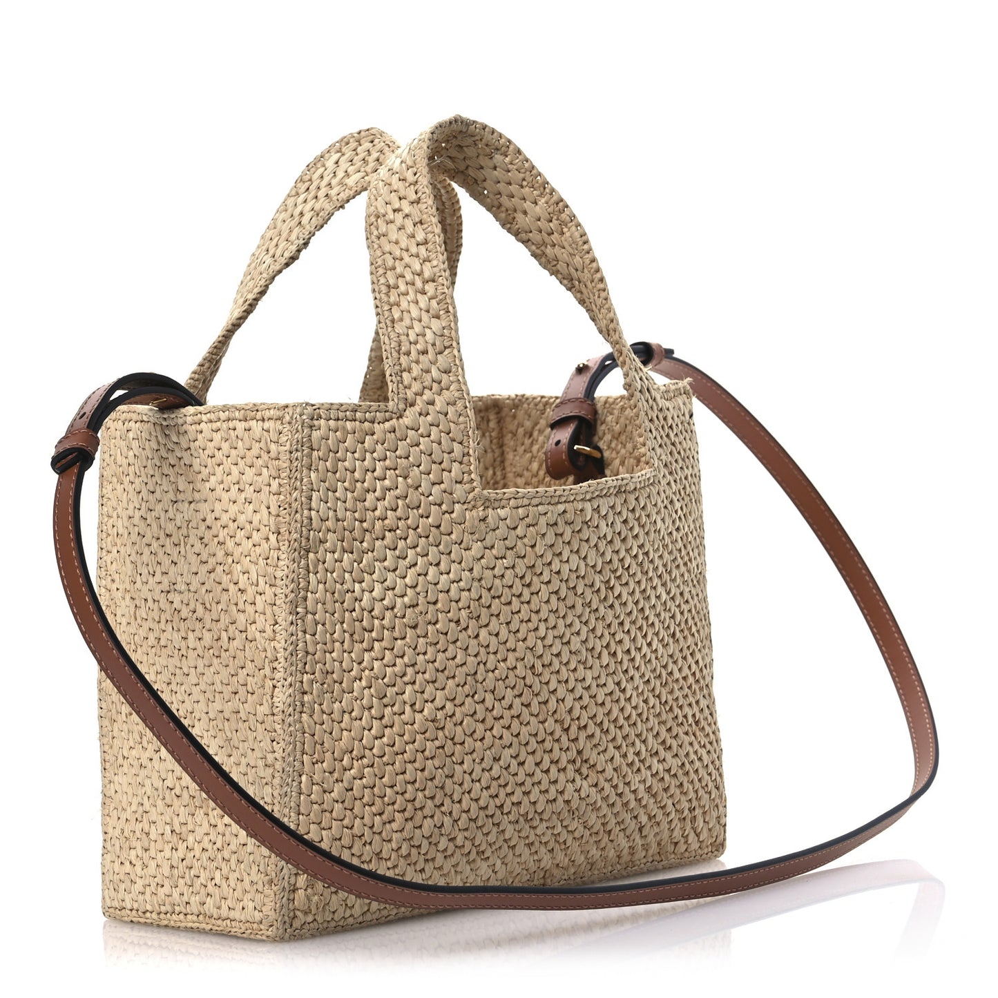 X PAULA'S IBIZA Raffia Font Tote Natural Tan