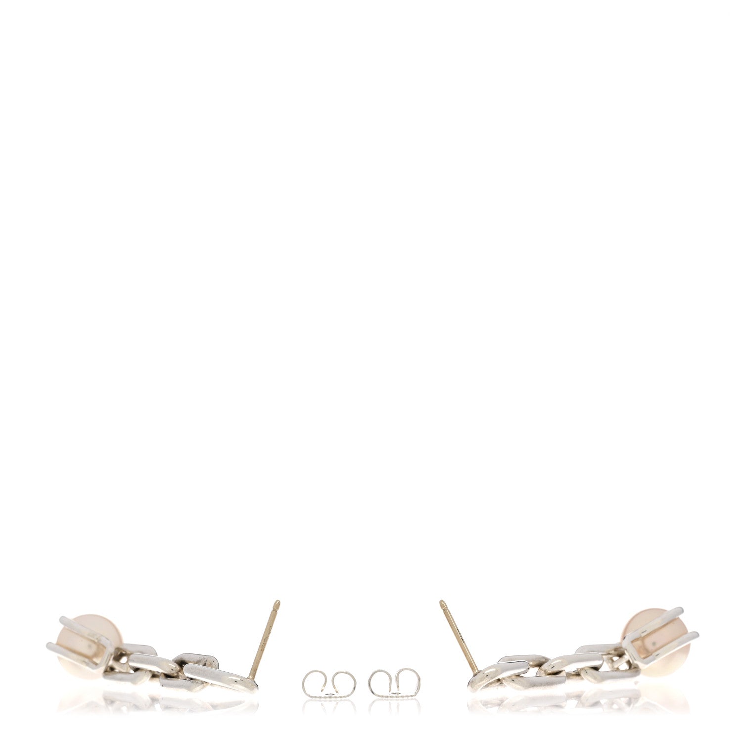 Tiffany Sterling Silver Pearl HardWear Triple Link Earrings 3 of 5