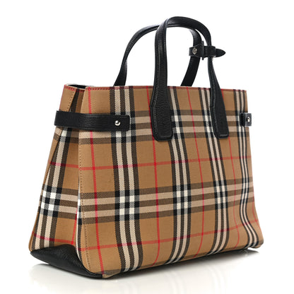 Burberry Goatskin Vintage Check Medium Banner Tote Black 3 of 14