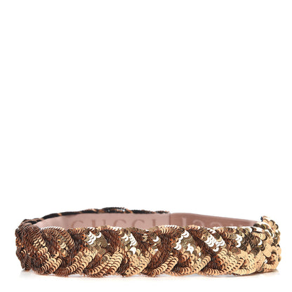 Gucci Sequin Embellished Braided Headband M Gold 1 of 5