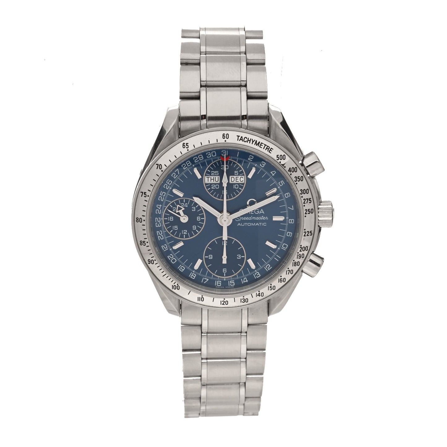 Stainless Steel 39mm Speedmaster Triple Calendar Chronograph Automatic Watch Blue 3523.80