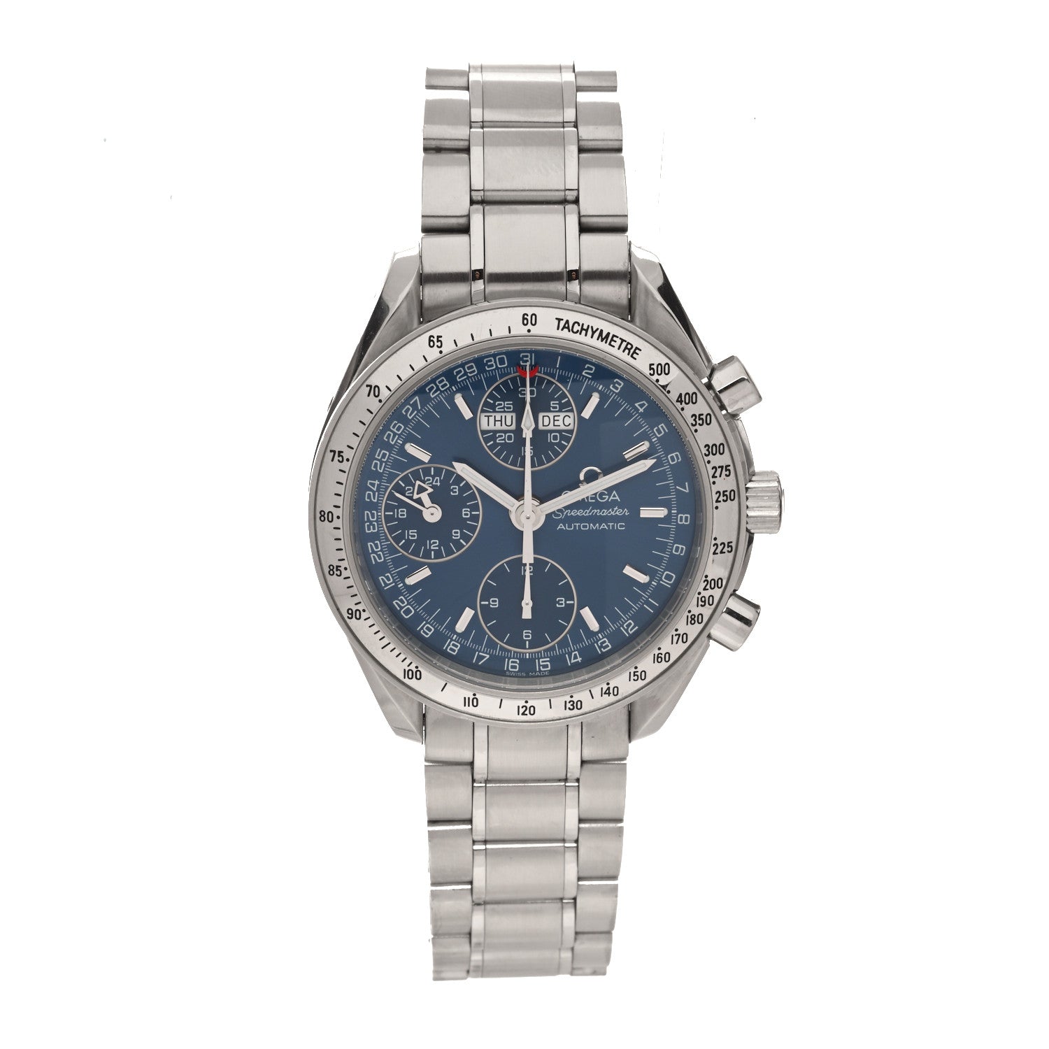 Omega Stainless Steel 39mm Speedmaster Triple Calendar Chronograph Automatic Watch Blue 3523.80 1 of 5