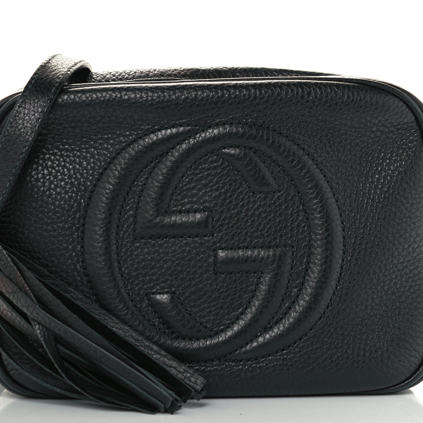 Pebbled Calfskin Small Soho Disco Bag Black