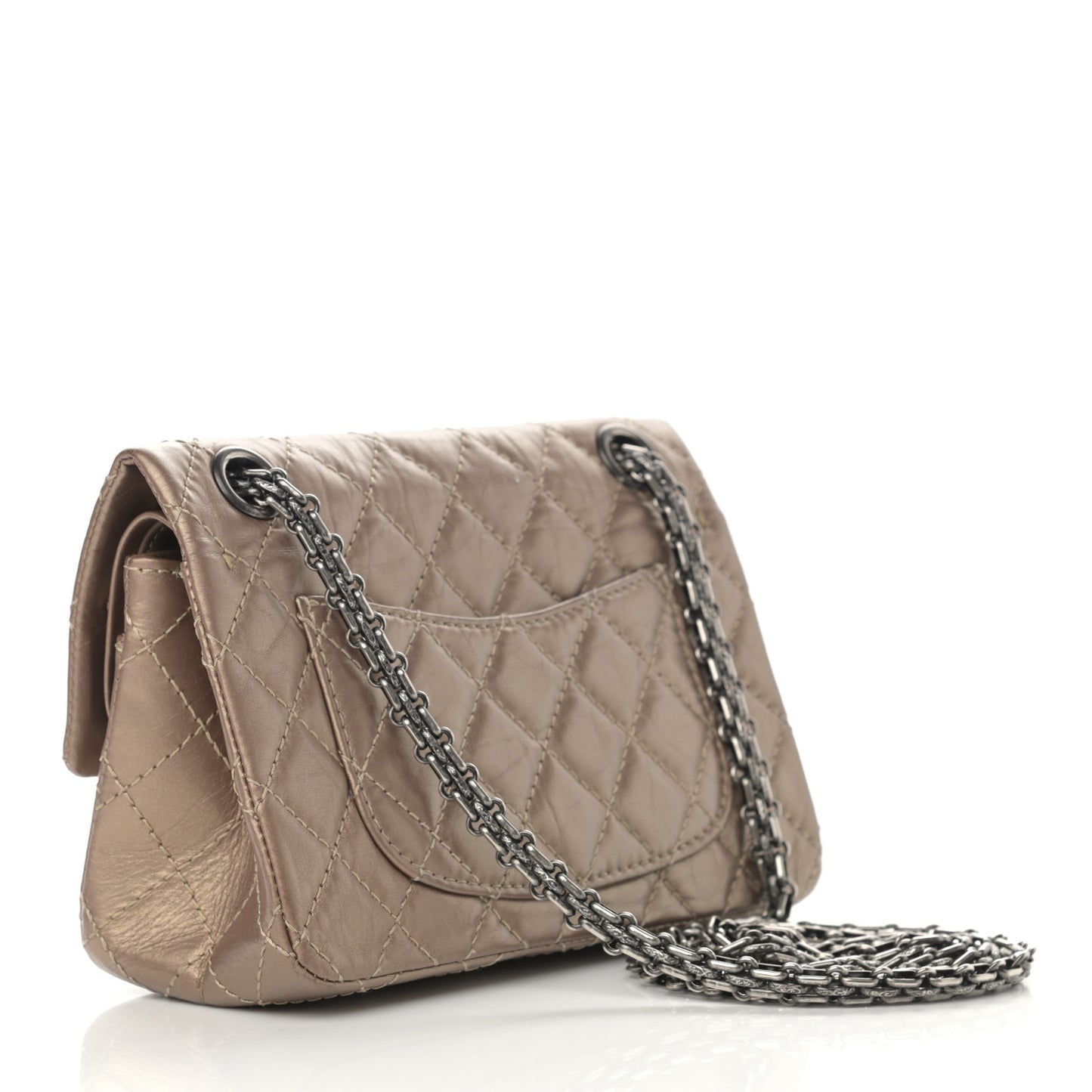 Aged Calfskin Quilted 2.55 Reissue 224 Flap Dark Gold