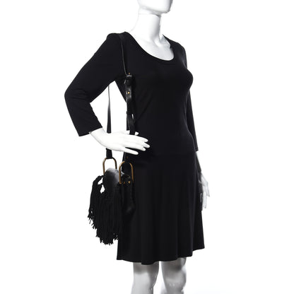 Chloe Calfskin Mini Hudson Fringe Shoulder Bag Black 2 of 17