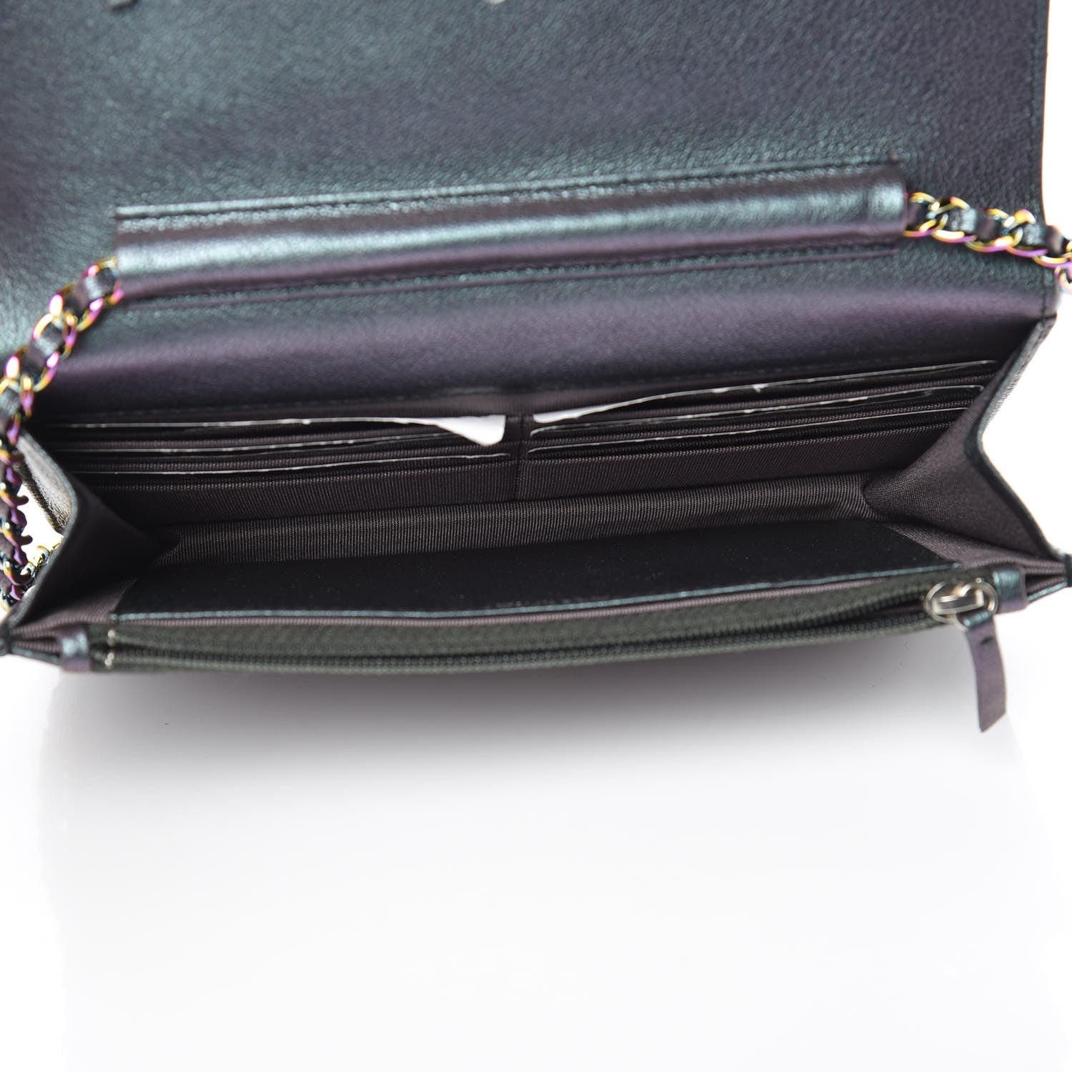 Chanel Iridescent Goatskin Quilted Wallet On Chain WOC Purple 5 of 10