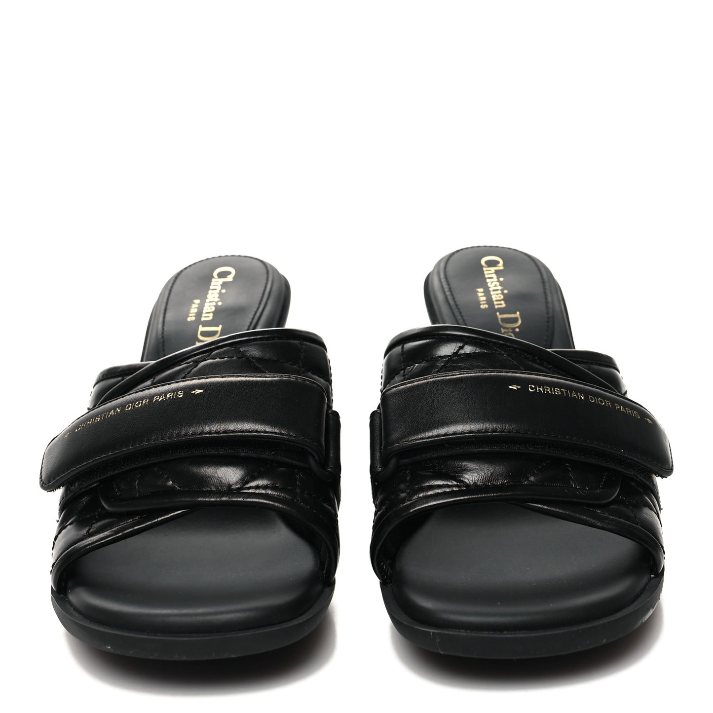 Calfskin Cannage Quilted Dio(r)evolution 80mm Slide Sandals 38.5 Black