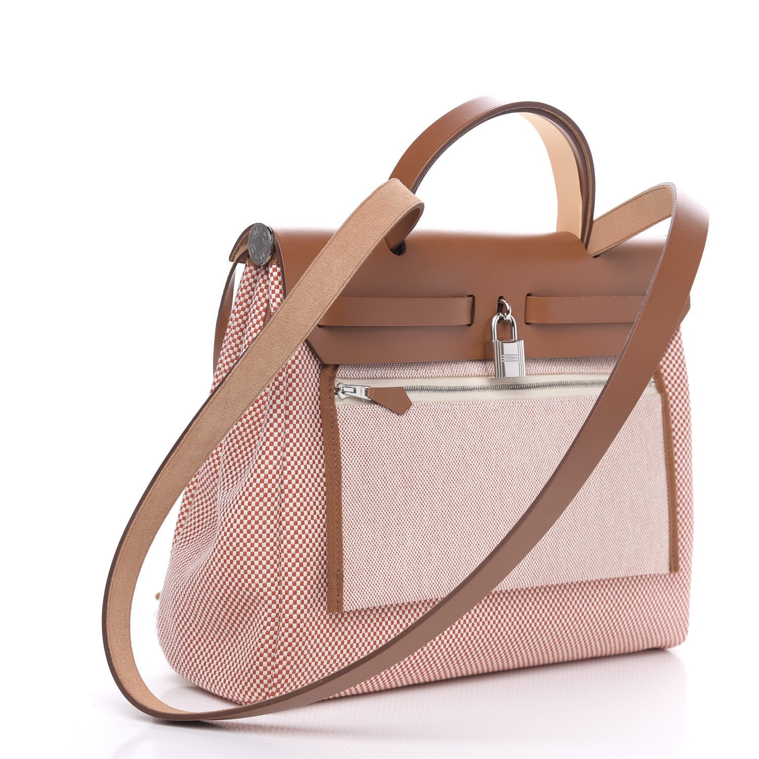 Hermes Criss Viking Vache Hunter Herbag Zip Retourne 31 PM Ecru Sanguine Fauve 5 of 12