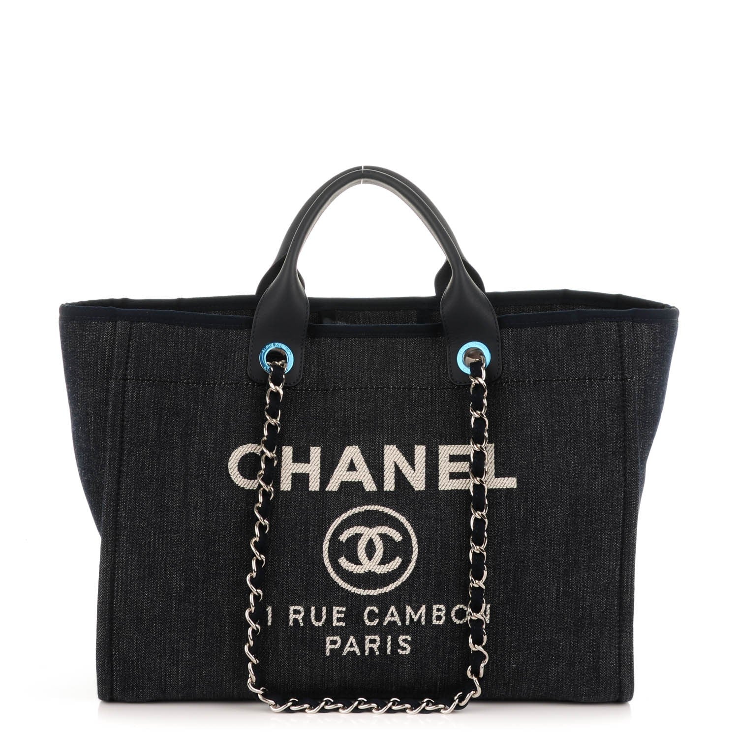 Chanel Canvas Large Deauville Tote Dark Blue 1 of 7