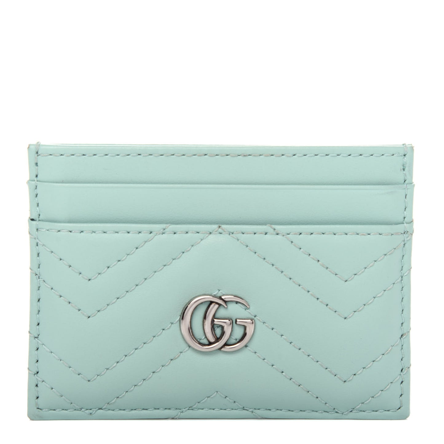 Calfskin Matelasse GG Marmont Card Holder Water Green