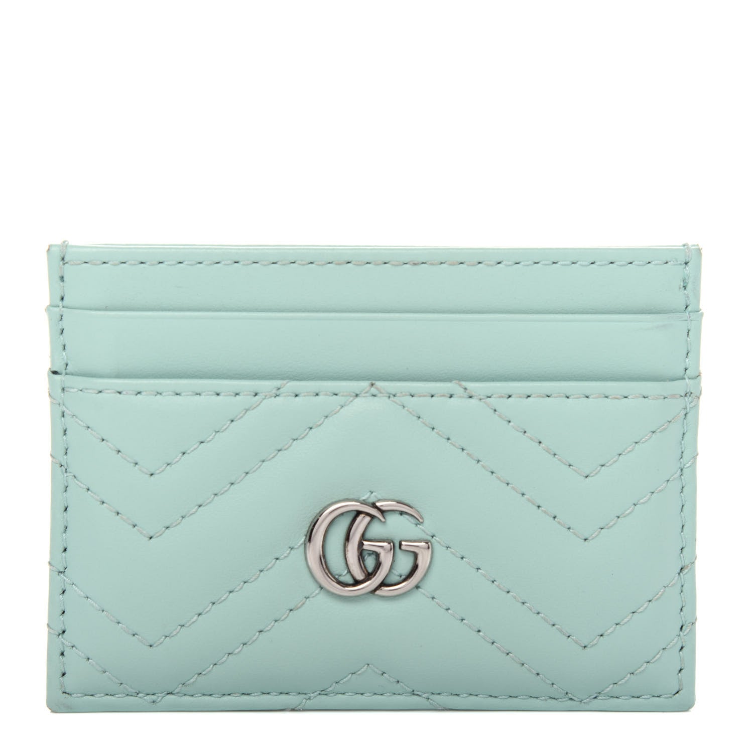Gucci Calfskin Matelasse GG Marmont Card Holder Water Green 1 of 6