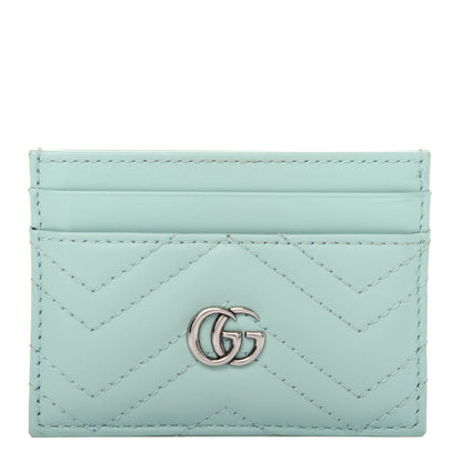 Gucci Calfskin Matelasse GG Marmont Card Holder Water Green 1 of 6