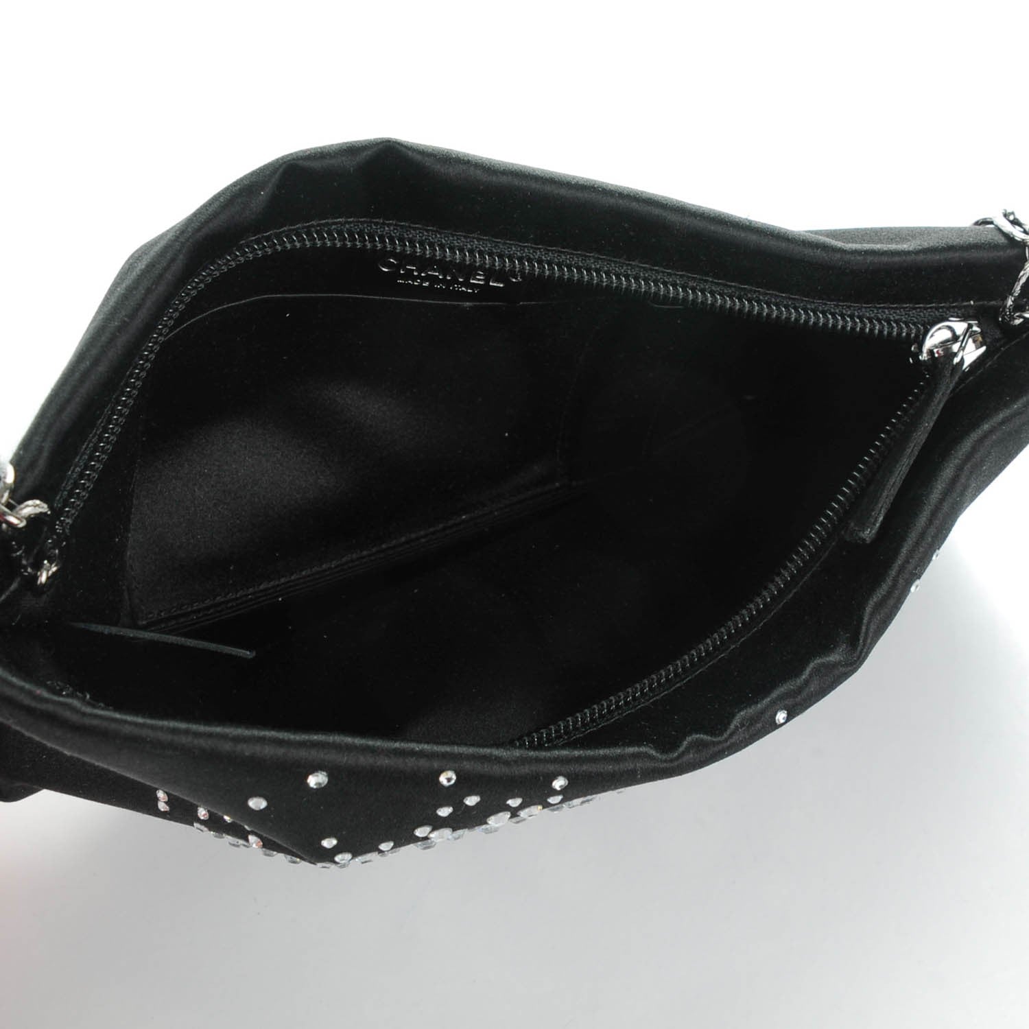 Chanel Satin Diamante Evening Clutch Bag Black 5 of 7