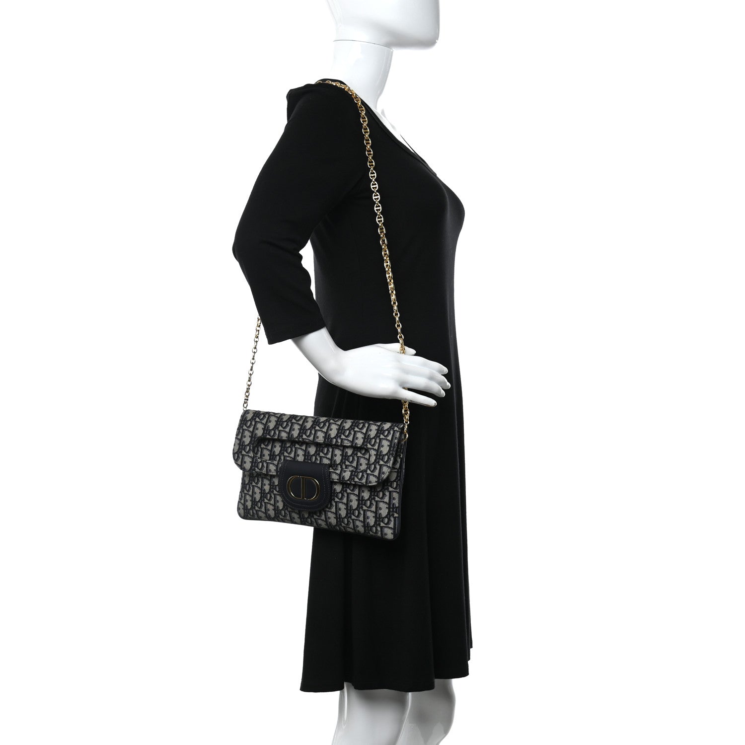 Christian Dior Oblique Medium Diordouble Chain Bag Blue 2 of 14