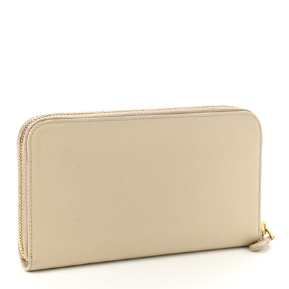 Prada Saffiano Metal Zip Around Wallet Cera 3 of 8