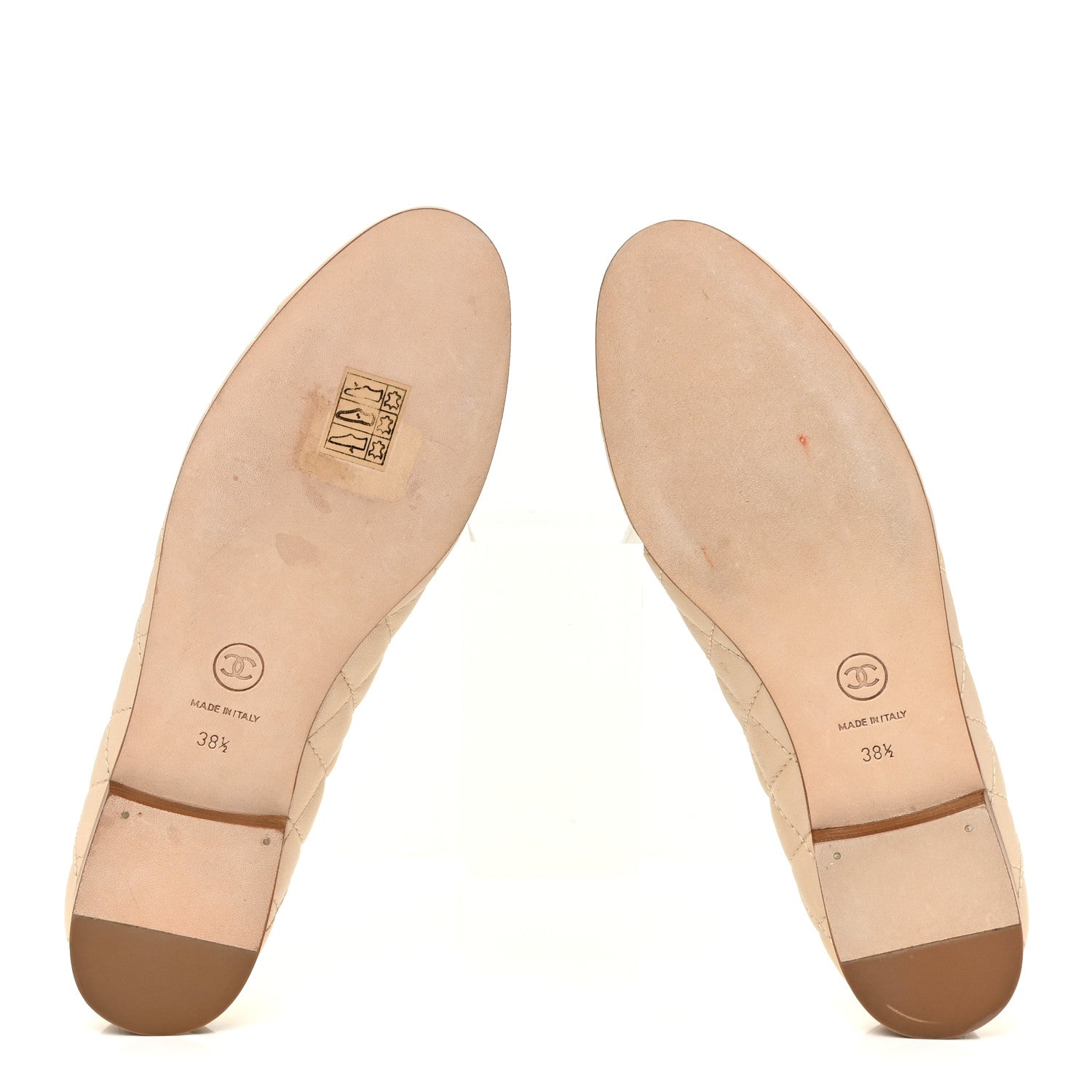 Chanel Iridescent Lambskin Quilted CC Cap Toe Ballerina Flats 38.5 Beige 5 of 16