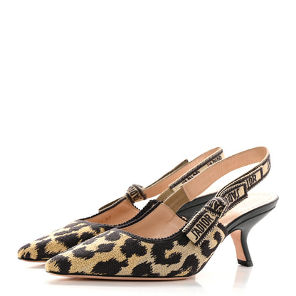Christian Dior Mizza Cotton Ribbon Embroidered J'Adior Slingback 65mm Pumps 37 Beige 3 of 11