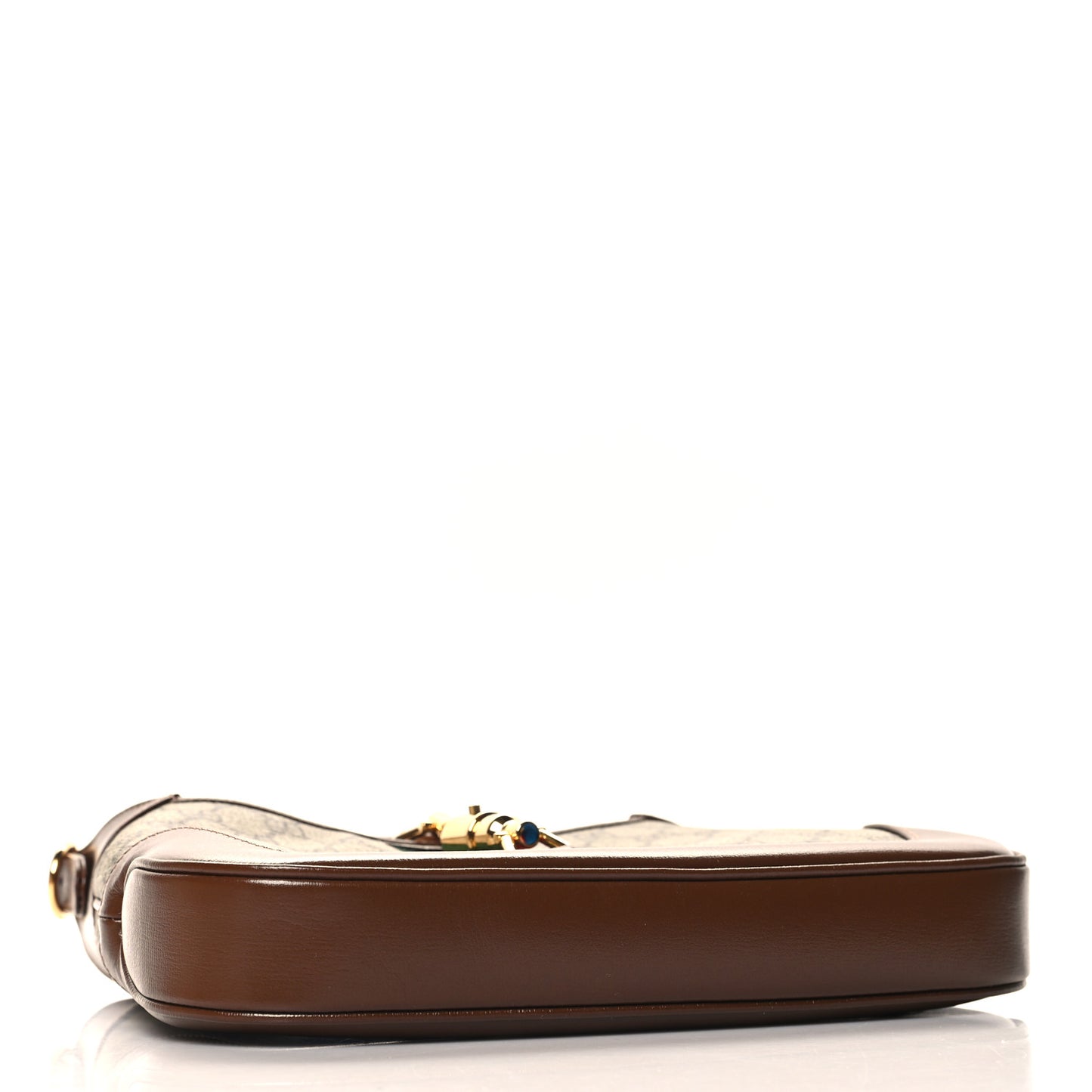 GG Supreme Monogram Azalea Calfskin Web Small Jackie 1961 Hobo Beige Ebony Brown Sugar