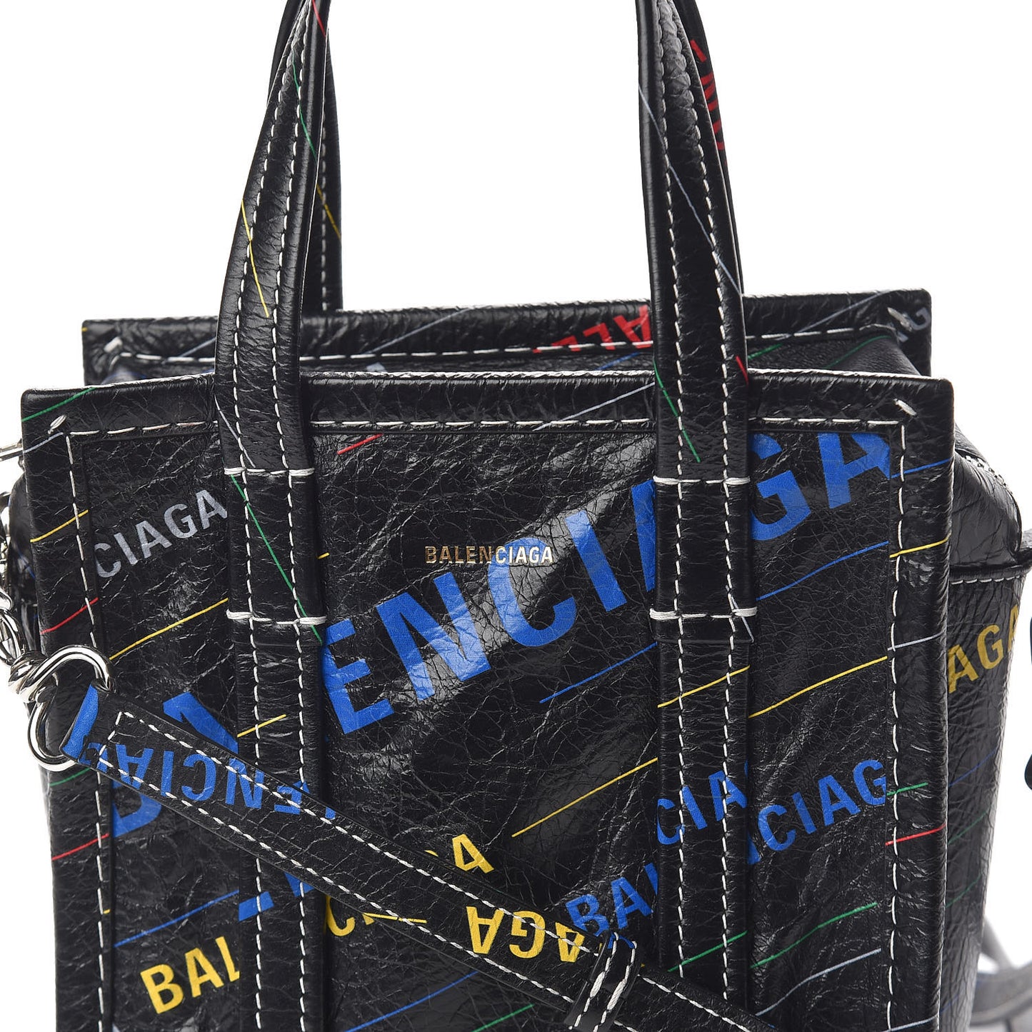 Agneau Arena Logo Multicolor Print XXS Bazar Shopper Tote Black Multicolor