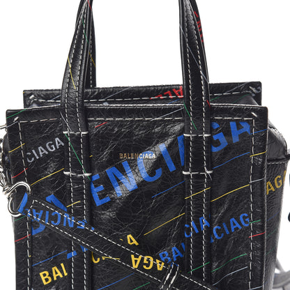 Balenciaga Agneau Arena Logo Multicolor Print XXS Bazar Shopper Tote Black Multicolor 8 of 10
