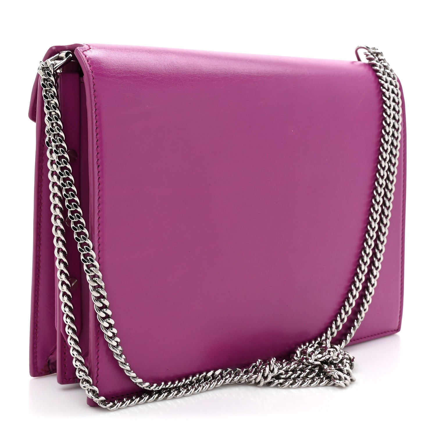 Saint Laurent Smooth Calfskin Monogram Cassandra Clasp Bag Electric Fuchsia 3 of 16
