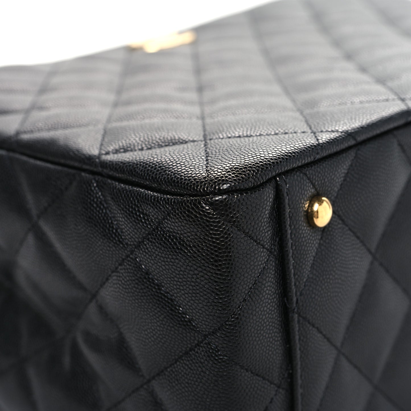 Caviar Quilted Small Shopping Tote Black