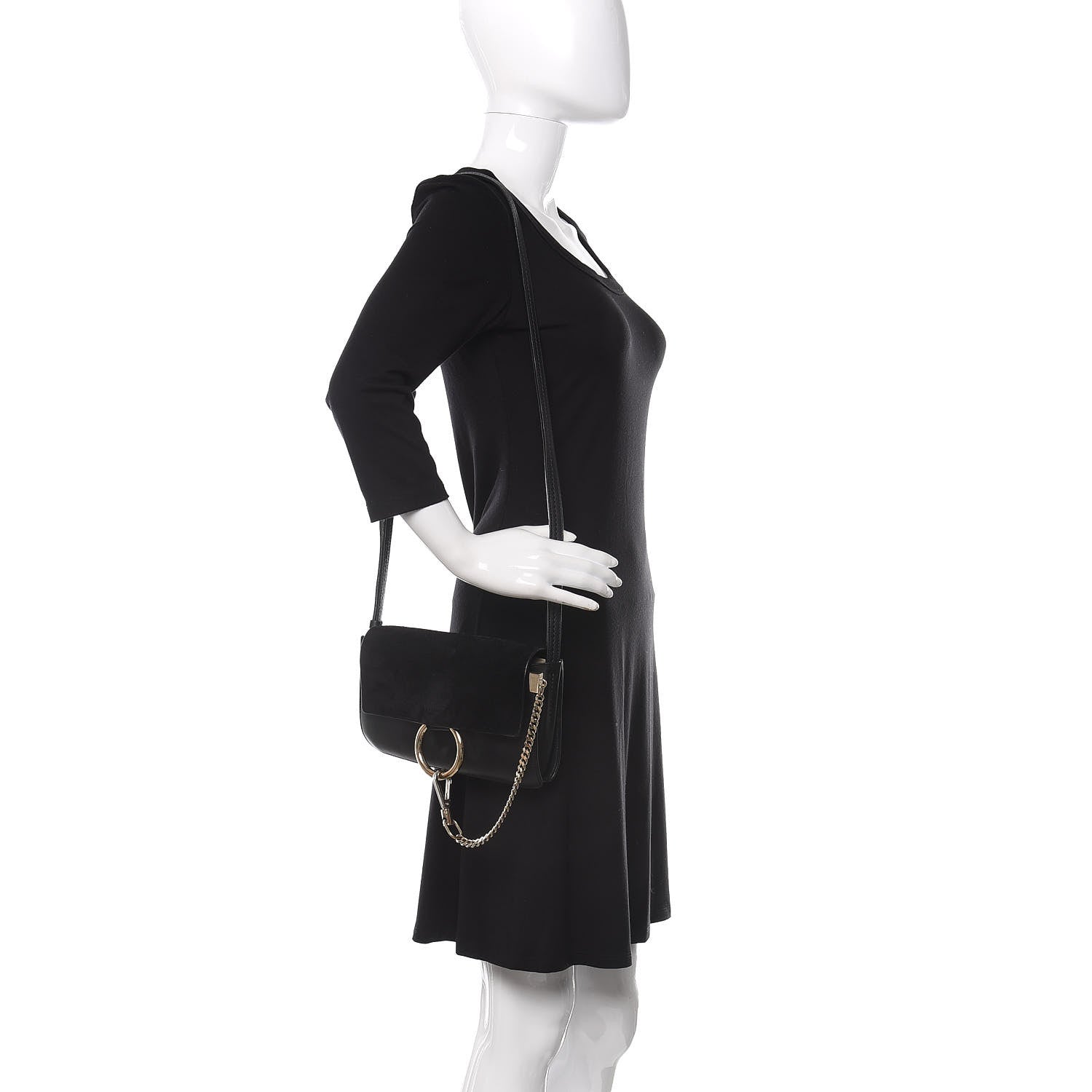 Chloe Suede Calfskin Small Faye Shoulder Bag Black 2 of 11