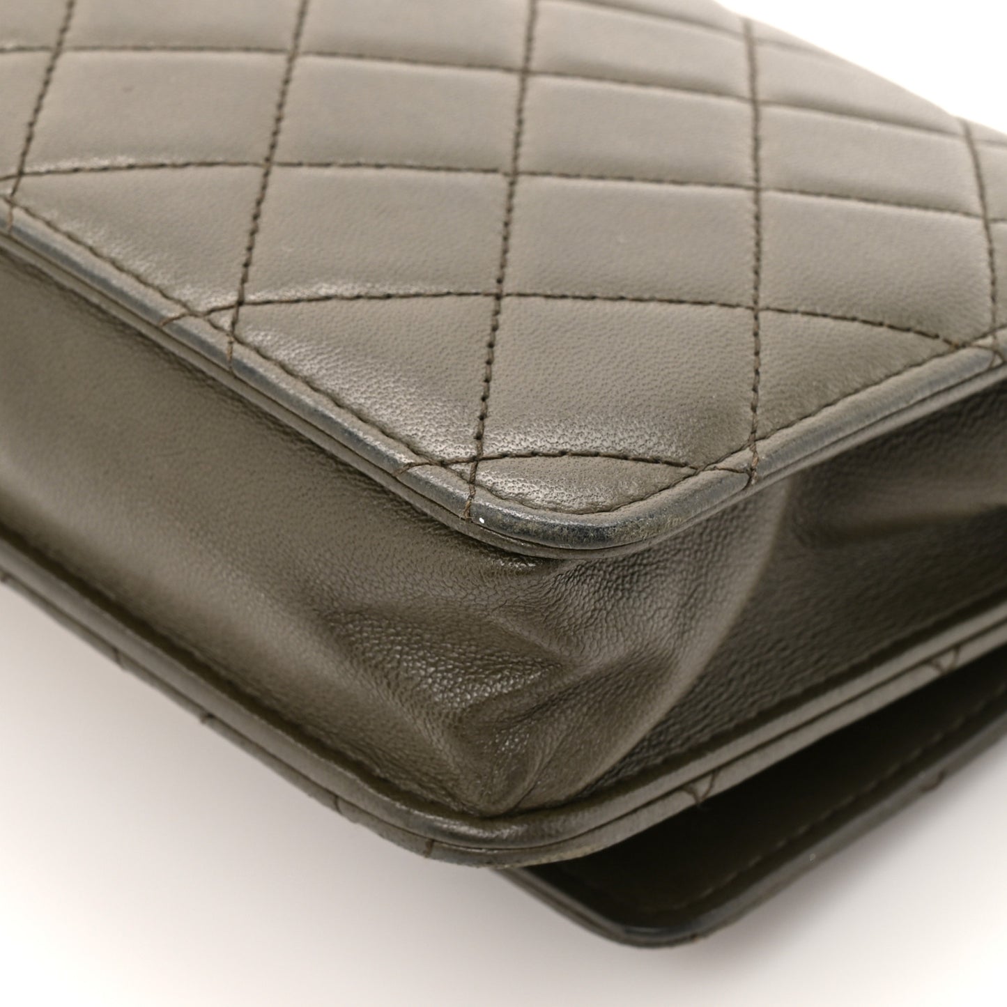 Lambskin Quilted Trendy CC Wallet On Chain WOC Green