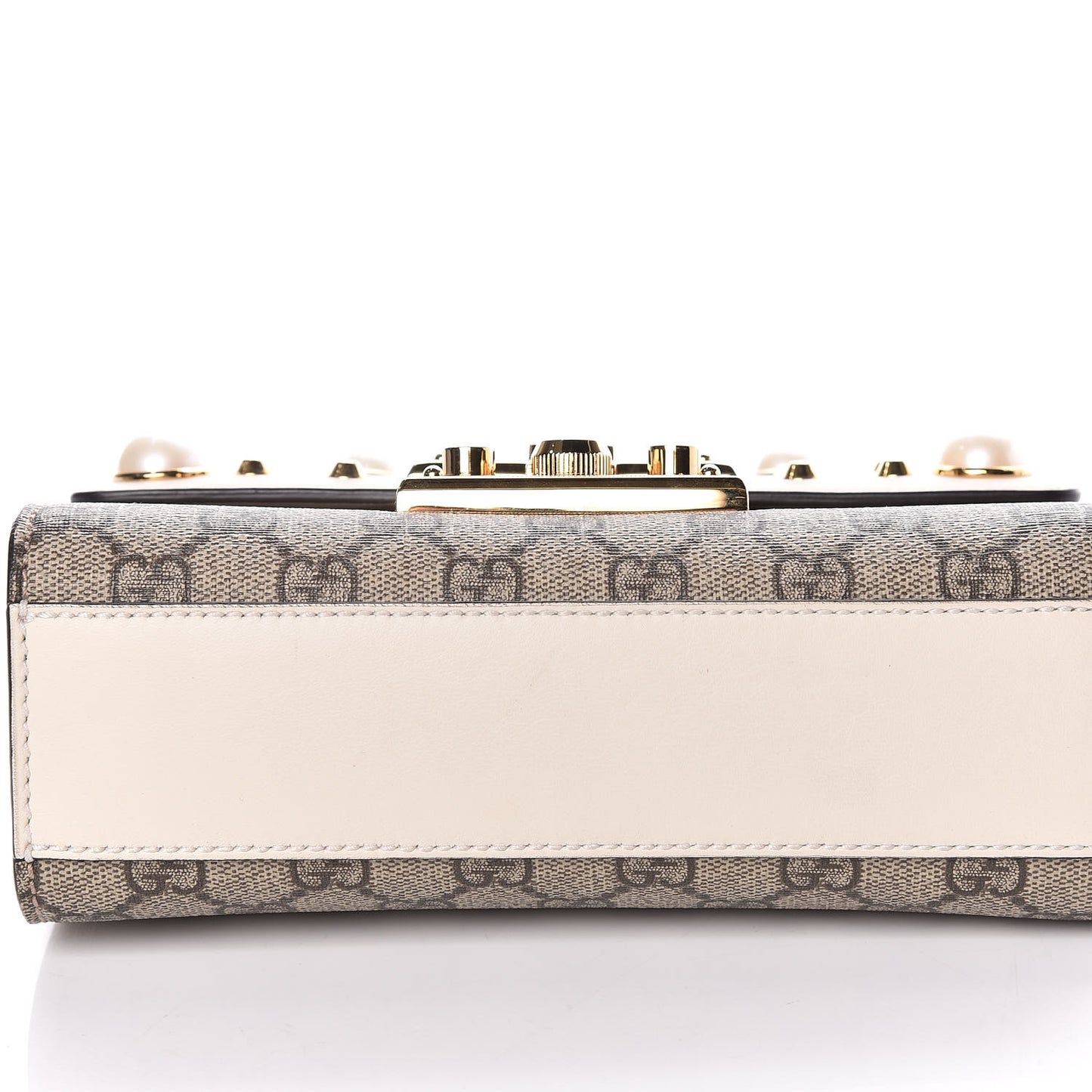 GG Supreme Monogram Studded Small Padlock Shoulder Bag White