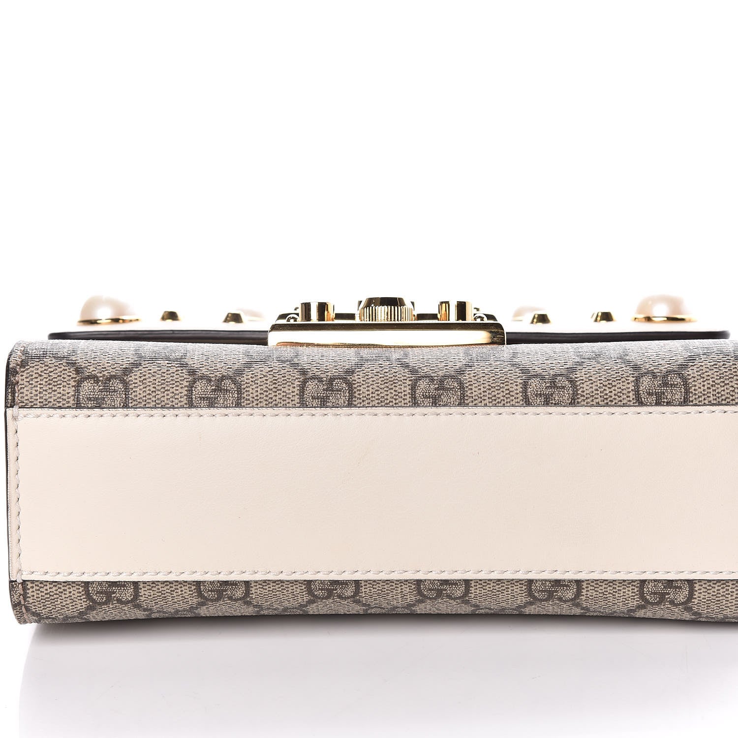 Gucci GG Supreme Monogram Studded Small Padlock Shoulder Bag White 9 of 16