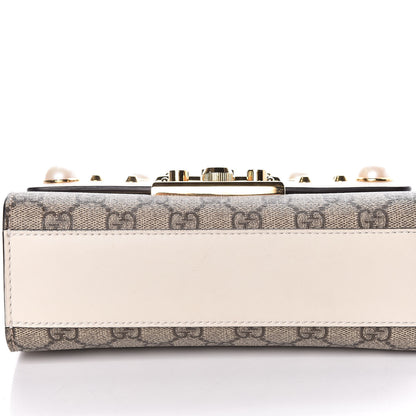 Gucci GG Supreme Monogram Studded Small Padlock Shoulder Bag White 9 of 16