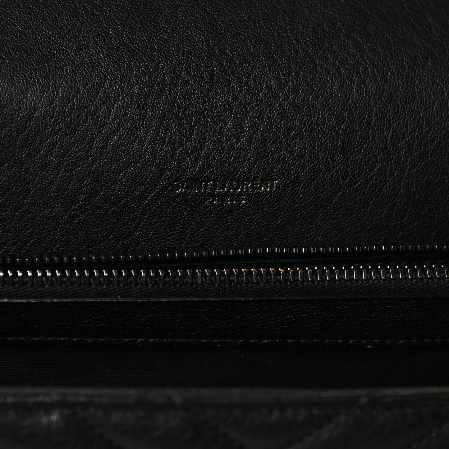 Sheepskin Matelasse Chevron Monogram Large College Satchel Black