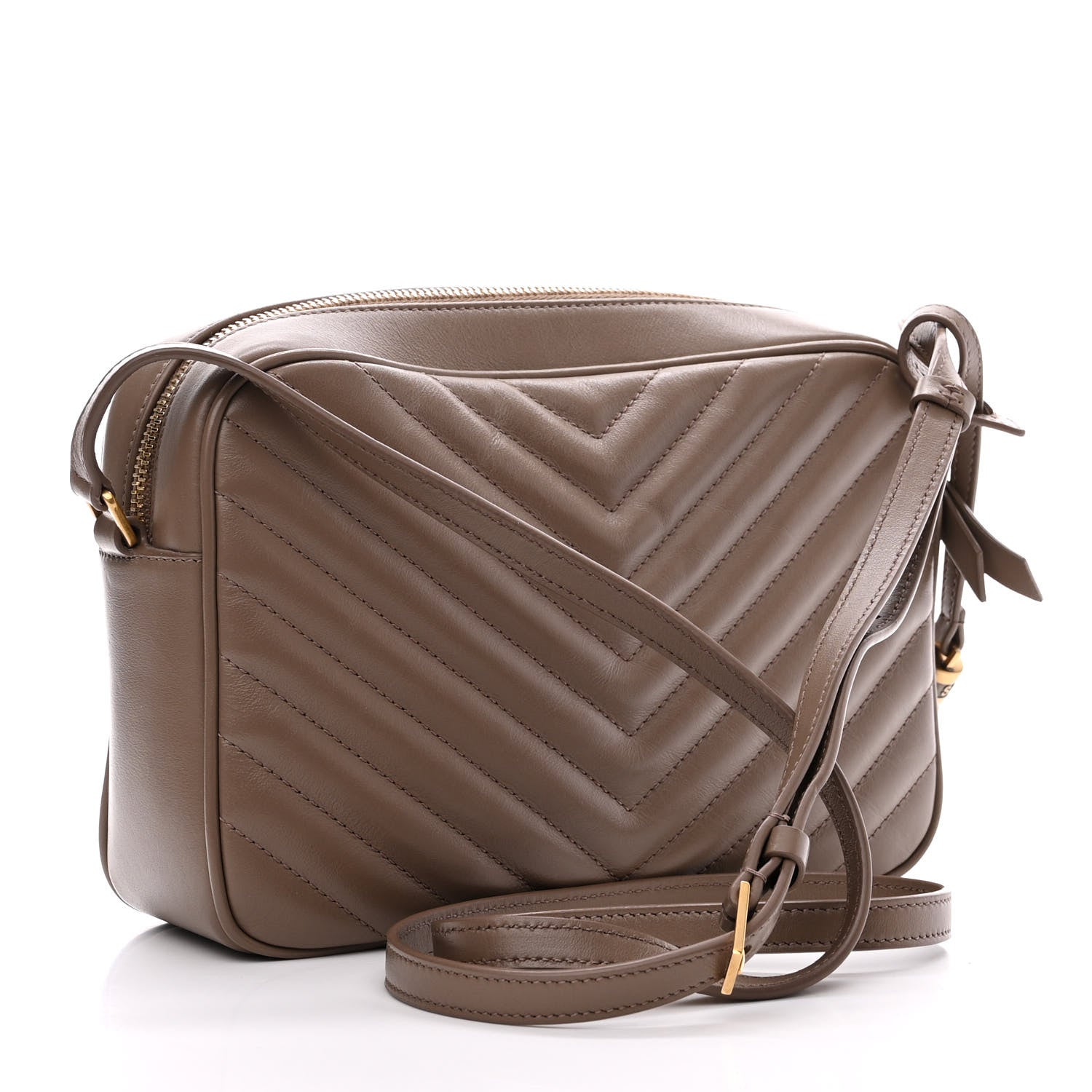 Saint Laurent Calfskin Matelasse Monogram Lou Camera Bag Taupe 3 of 12