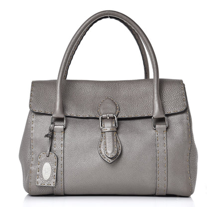 Fendi Cuoio Romano Selleria Medium Linda Satchel Peltro 1 of 13