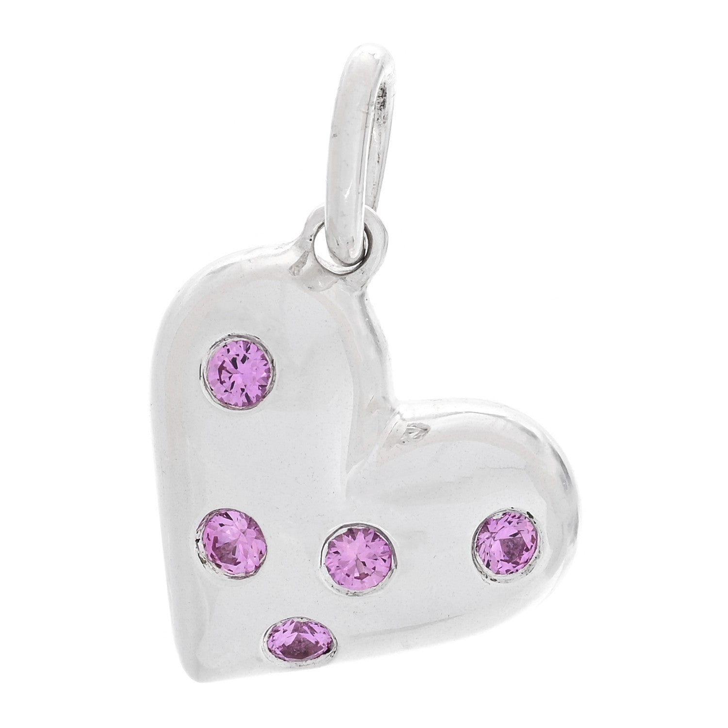 Tiffany Sterling Silver Pink Sapphire Etoile Heart Charm 1 of 4