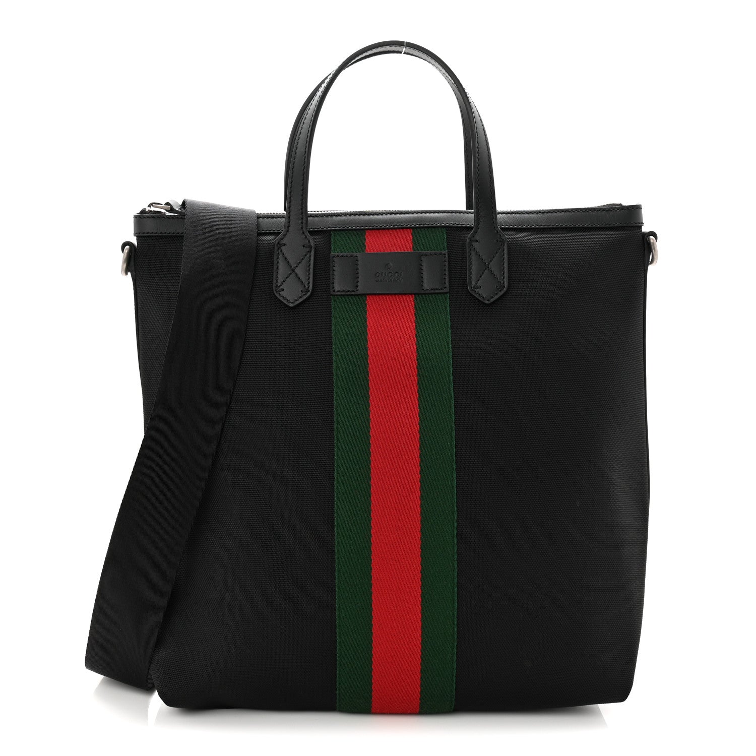 Gucci Techno Canvas Web Top Handle Shoulder Bag Black 1819568