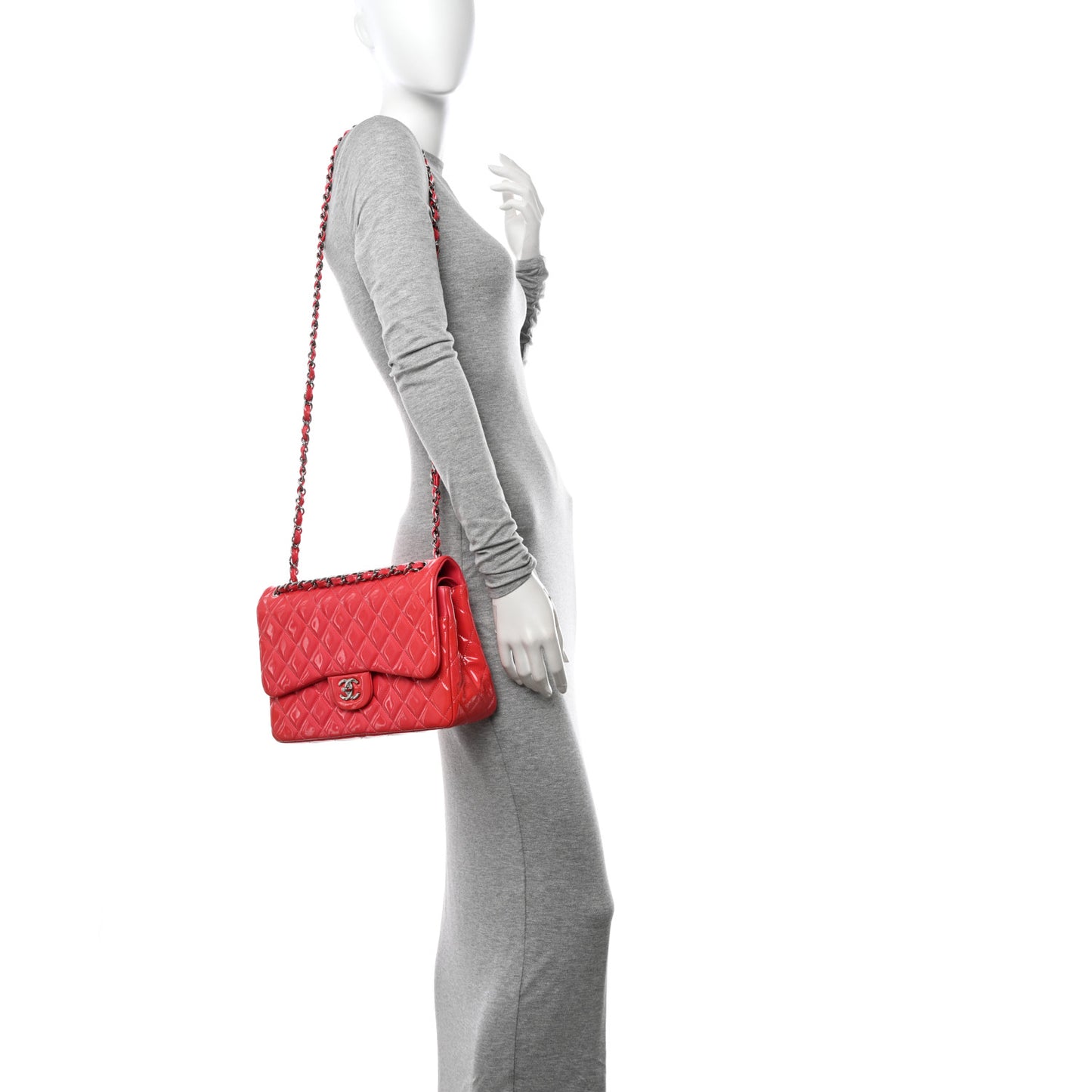 Patent Quilted Jumbo Double Flap Pink