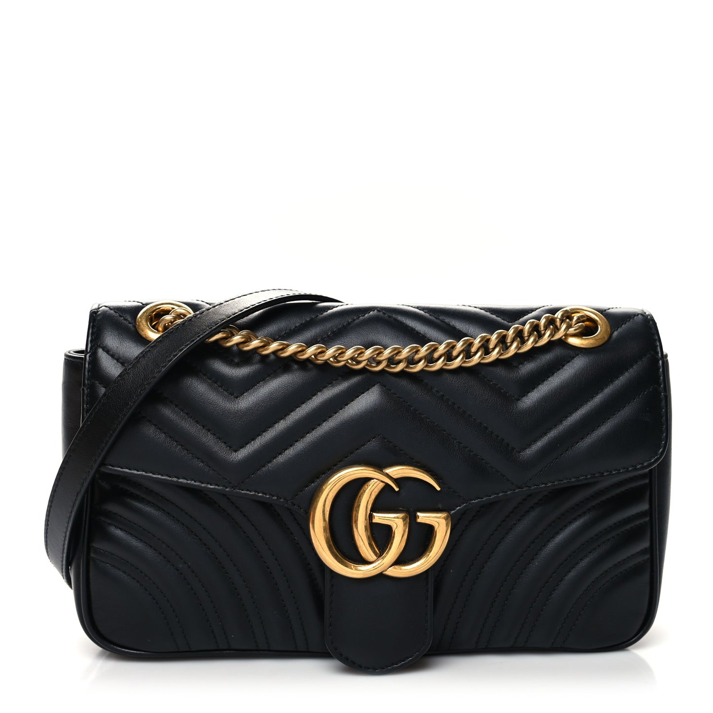 Calfskin Matelasse Small GG Marmont Shoulder Bag Black