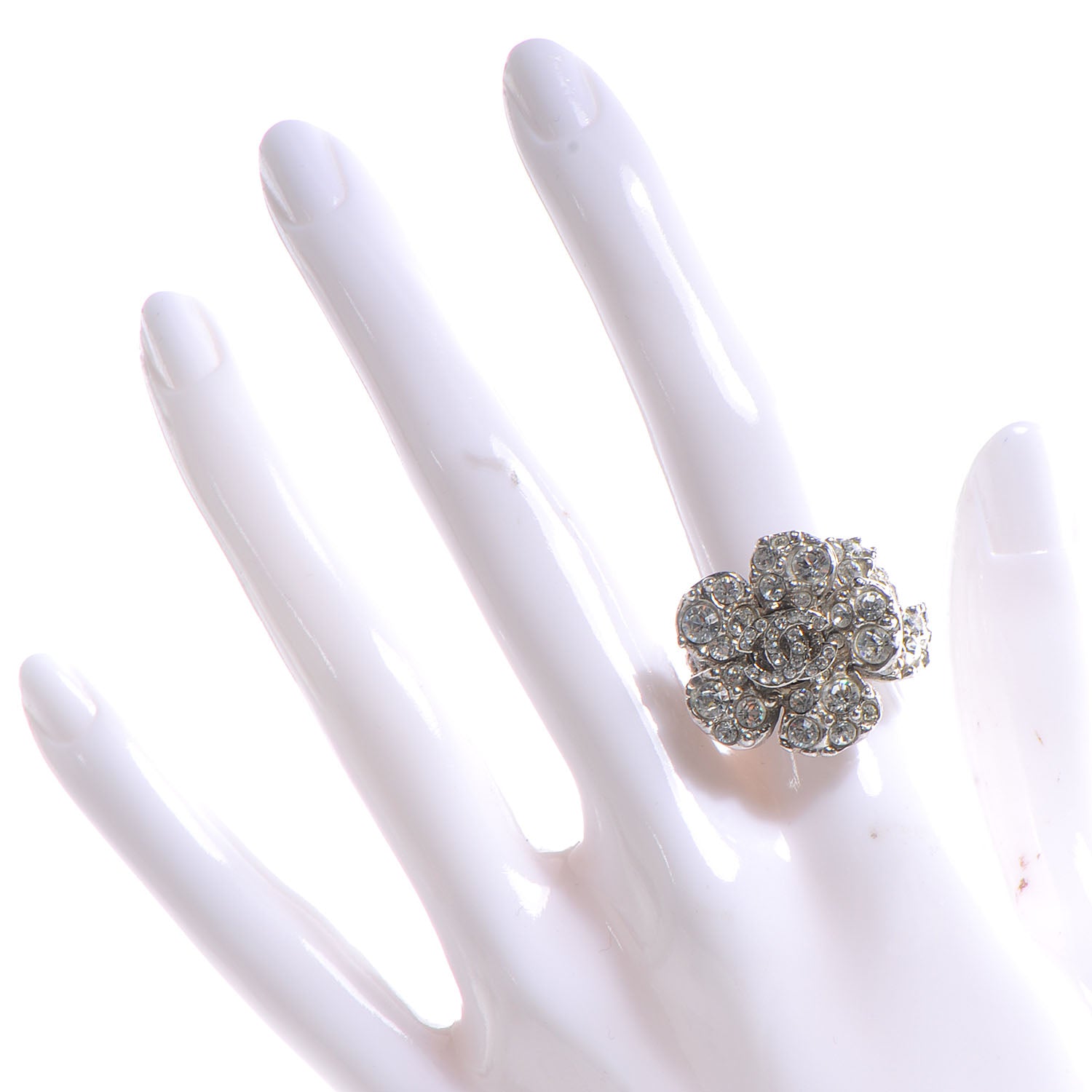 Chanel Swarovski Crystal Camellia Ring Size 7 2 of 5