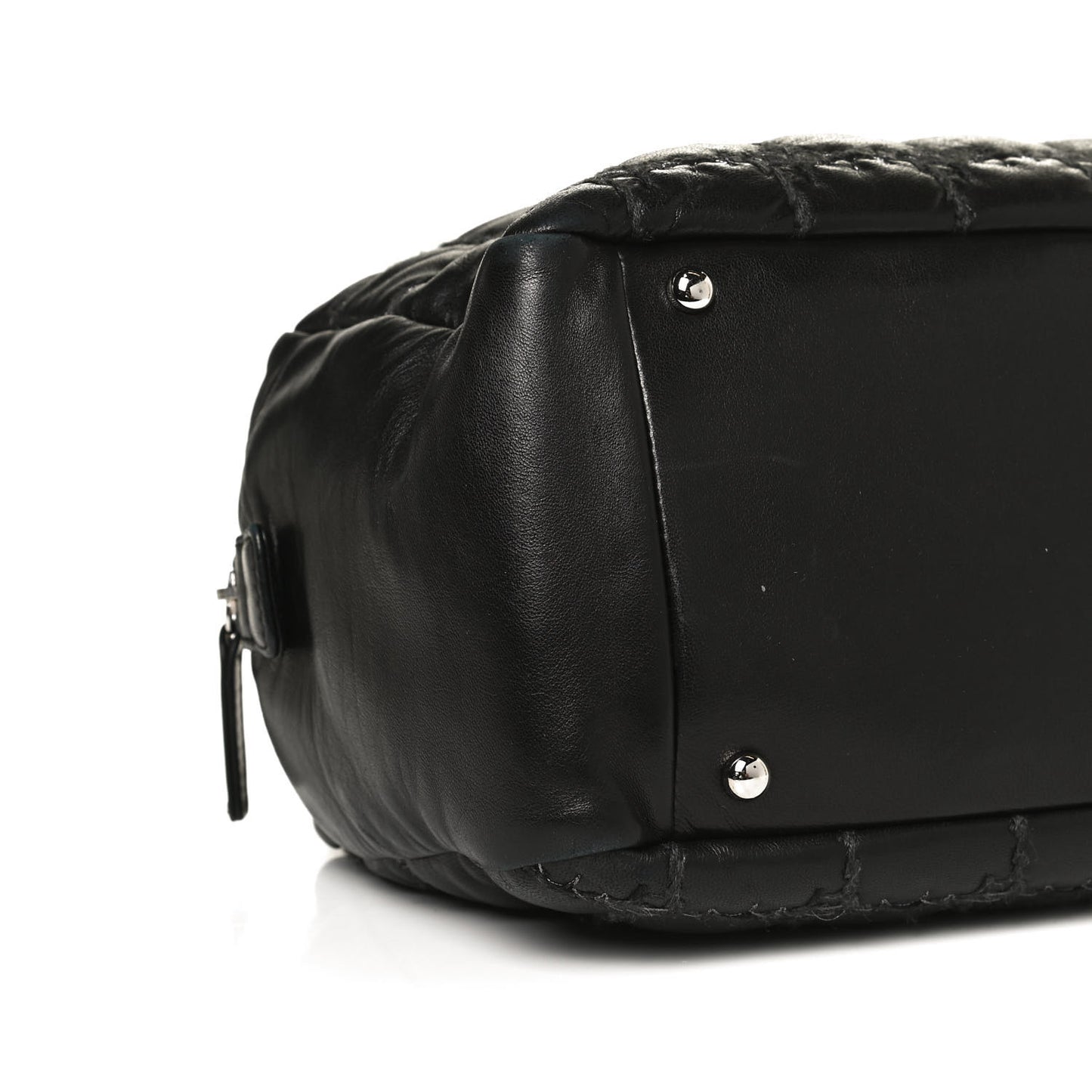 Calfskin Bubble Quilt Bowler Black